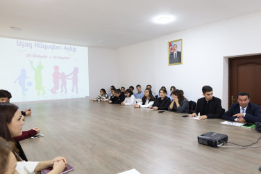 14 noyabr 2025-ci il tarixində “20 oktyabr-20 noyabr Uşaq hüquqları aylığı” çərçivəsində Qobustan Rayon İcra Hakimiyyətinin təşkilatçılığı ilə Qobustan Rayon İcra Hakimiyyətində tədbir keçirilmişdir.