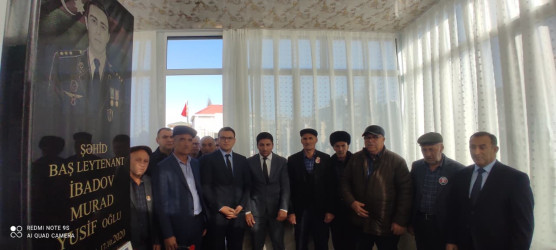 22.11.2025-ci il tarixdə Qobustan rayonu Cəyirli kəndində Vətən müharibəsi şəhidi İbadov Murad Yusif oğlunun anım günü tədbiri keçirilmişdir.